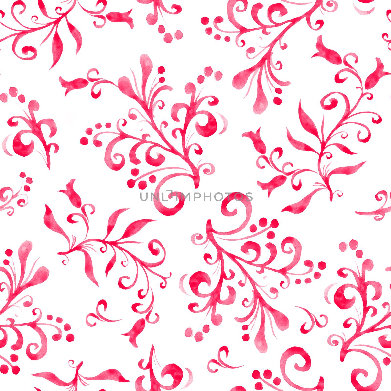 Floral seamless pattern with leaves and berries. Hand drawing. Background for cover, image for blog, design for wallpapers, textiles, fabrics.