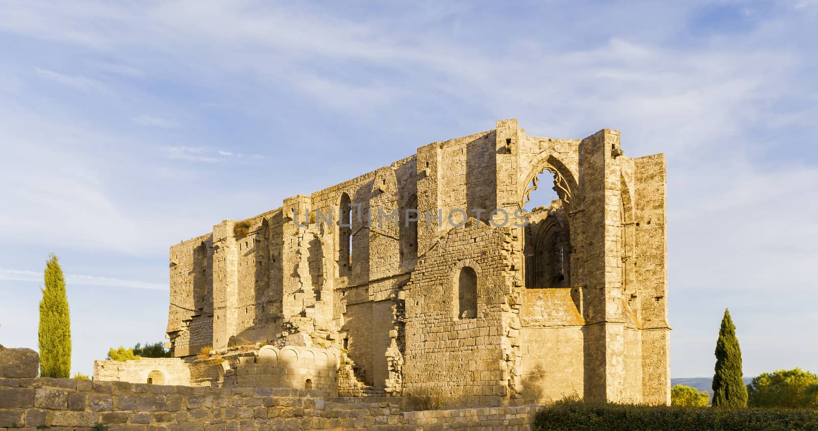 The abbey consisted of several buildings organized around a cloister: a small Romanesque church, a refectory, a kitchen, a chapter house and various other annex buildings.