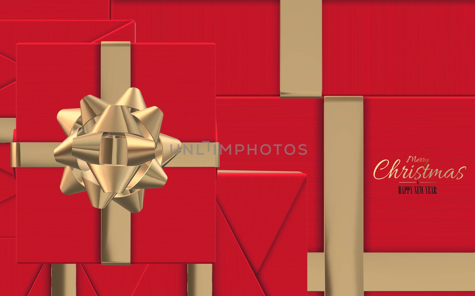 Red Xmas gift boxes with golden bow by NelliPolk