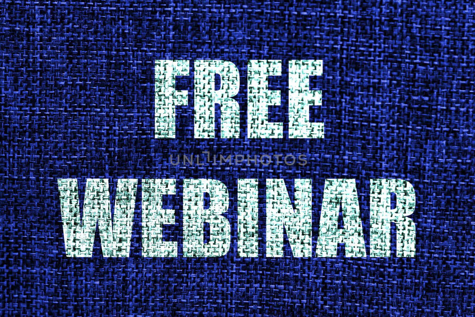 Textile colors classic blue background and words free webinar. Front view