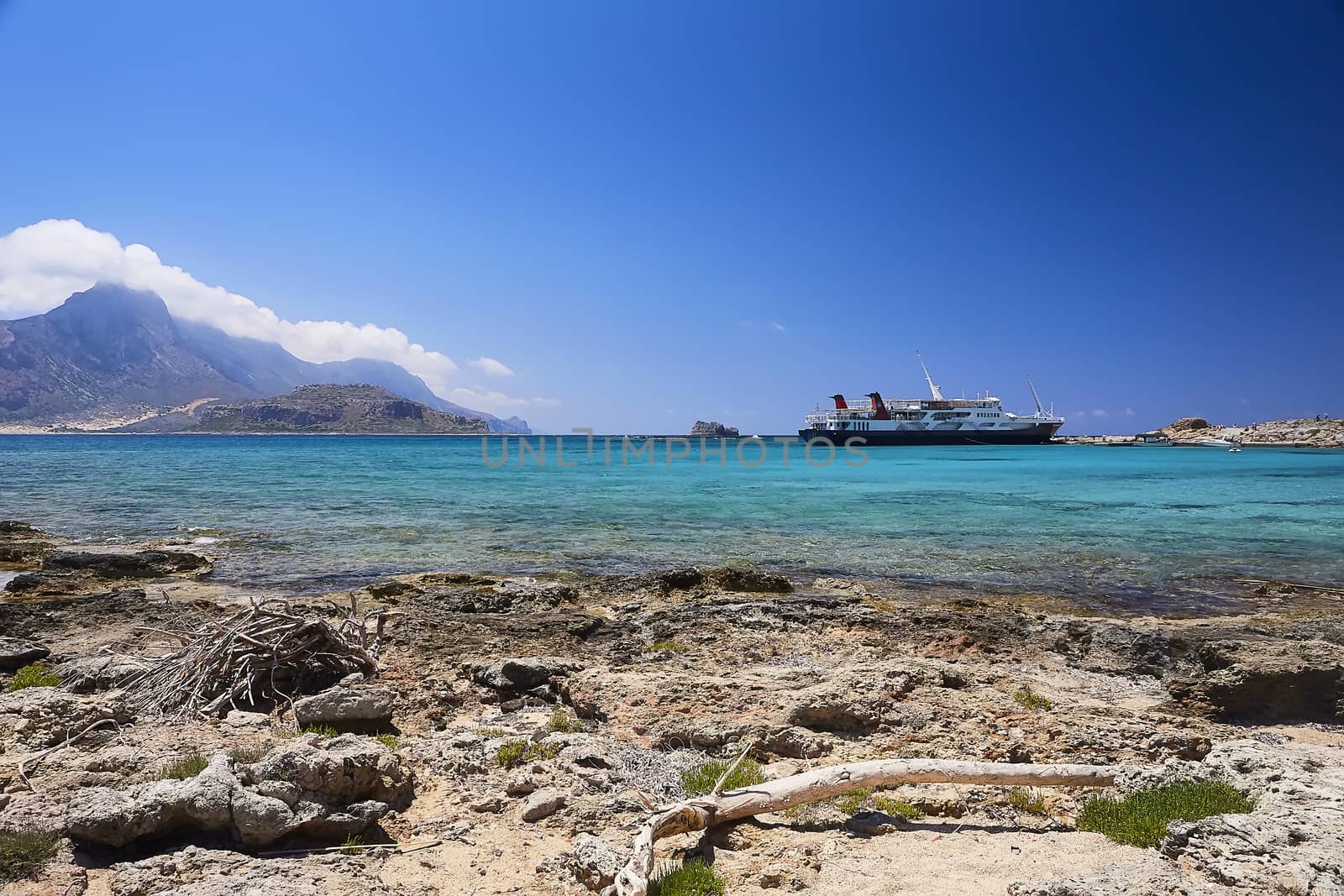 GRAMVOUSA - BALOS, THE CRETE ISLAND, GREECE - JUNE 4, 2019: Beautiful seaview at the Gramvousa island.