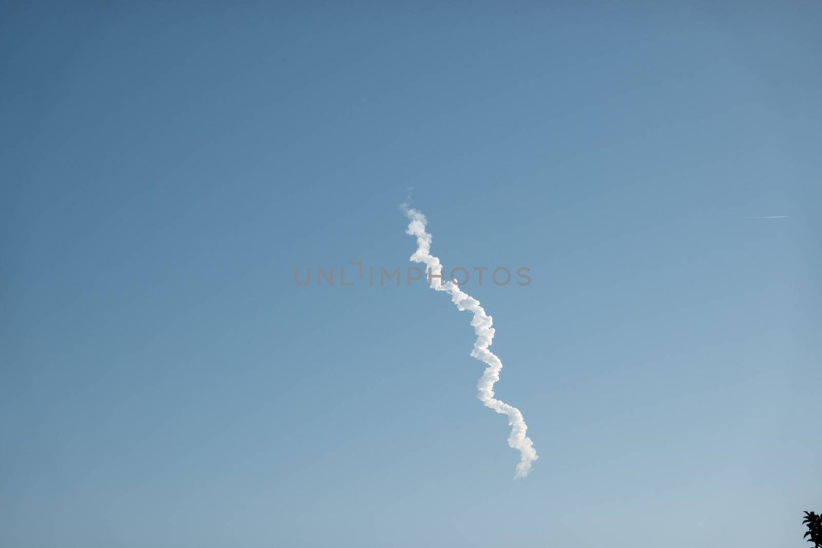 Exhaust trail from a rocket launch in Florida.