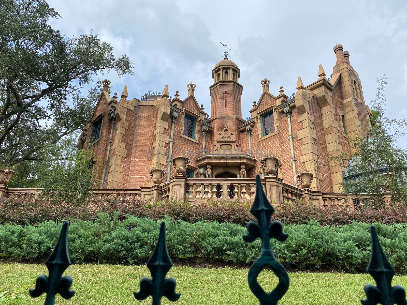 Orlando,FL/USA-10/21/20: A view of the exterior of the Haunted Mansion ride in the Magic Kingdom at  Walt Disney World Resorts in Orlando, FL.
