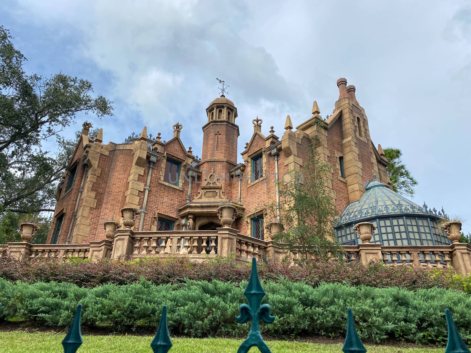 Orlando,FL/USA-10/21/20: A view of the exterior of the Haunted Mansion ride in the Magic Kingdom at  Walt Disney World Resorts in Orlando, FL.