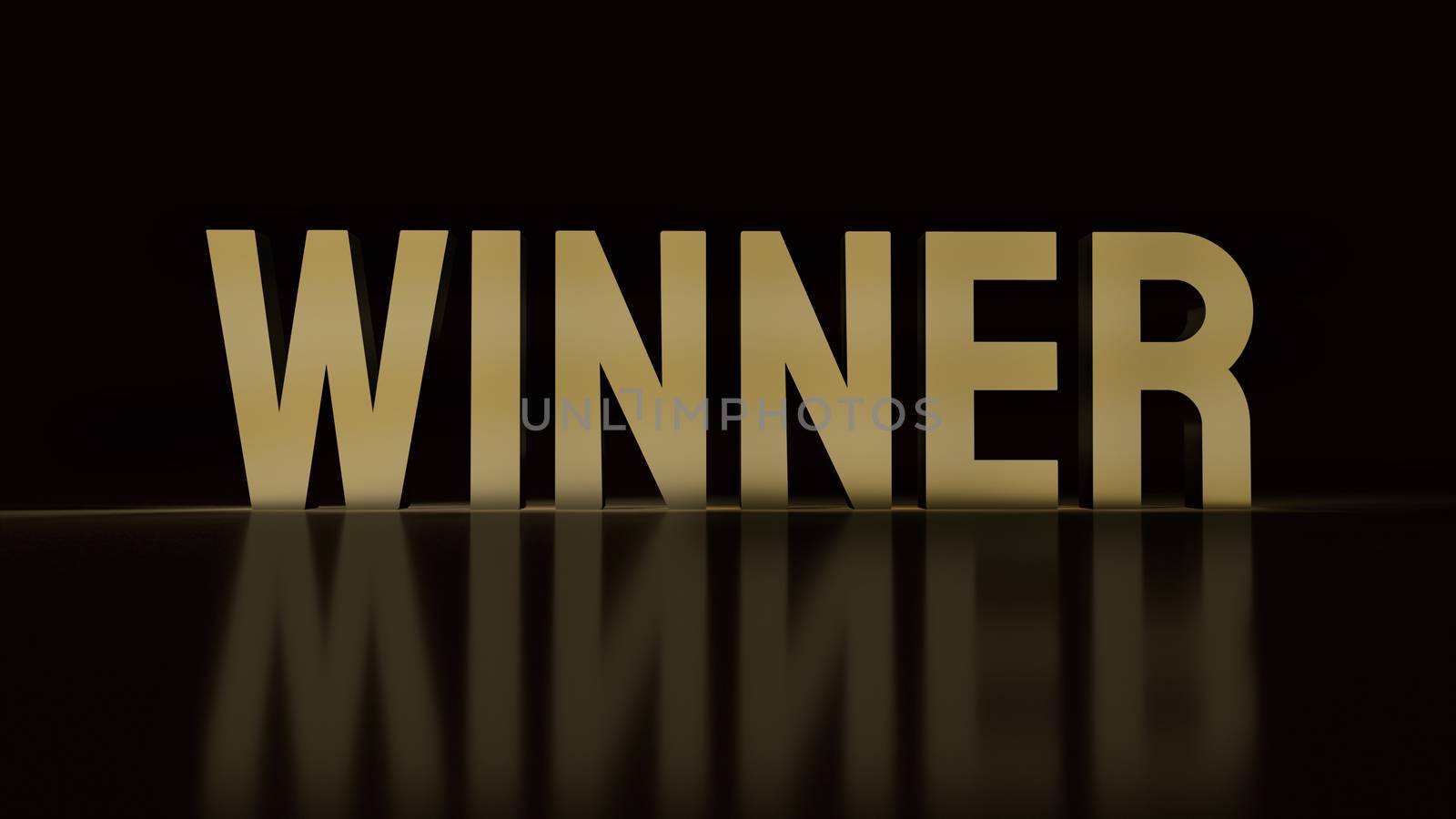 winner text gold surface in black background 3d rendering.
 by Niphon_13