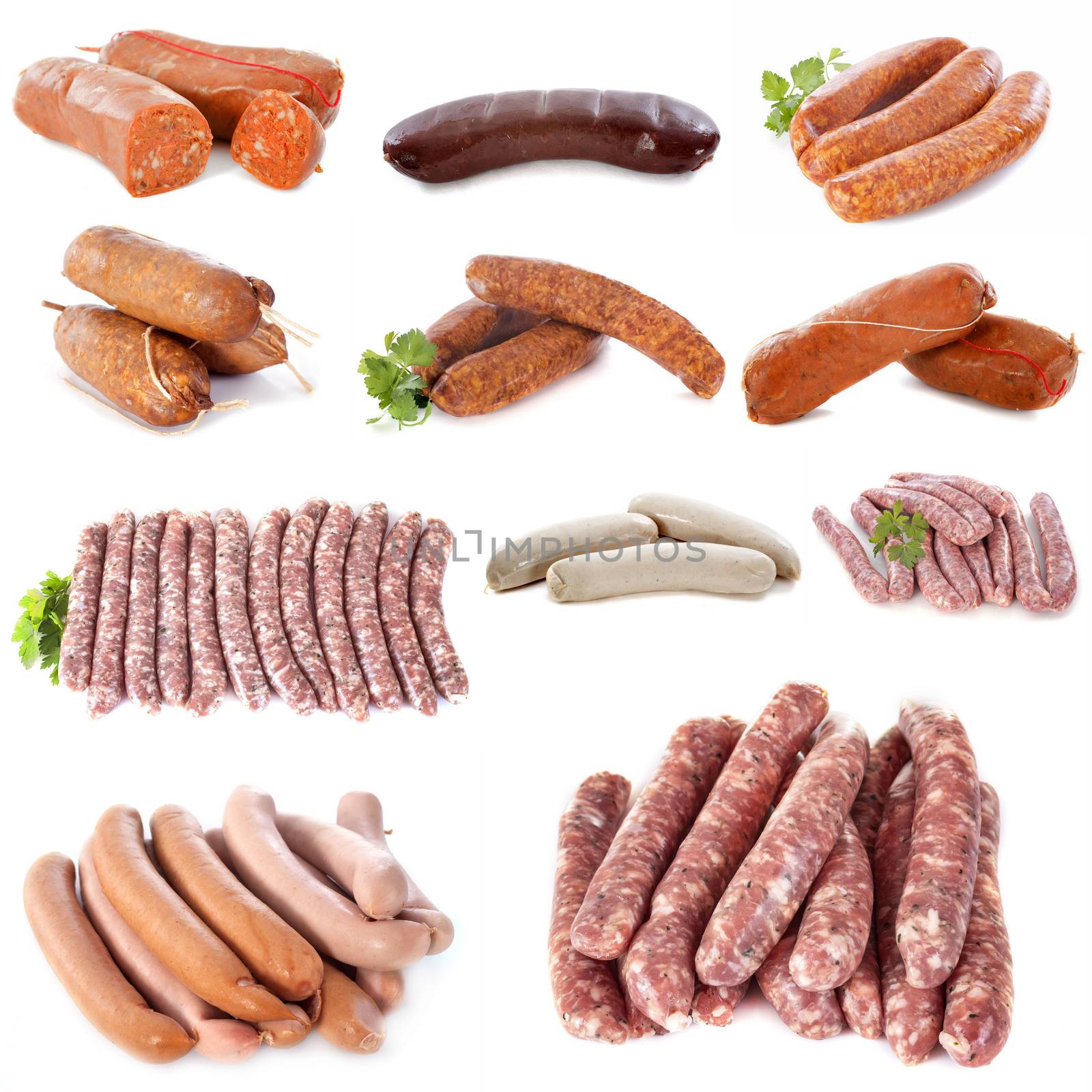 barbecue meat in front of white background