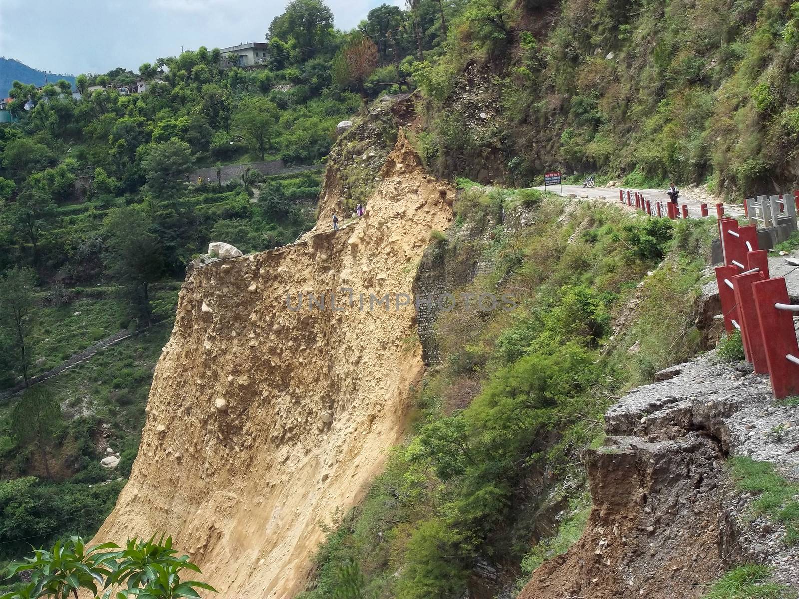 Disaster landslide in India. The Ganges River has been heavily flooded and landslide in 2012 and 2013, causing widespread Destruction. High quality photo
