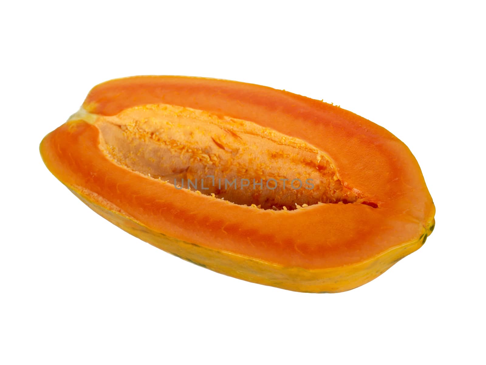 Orange half papaya isolated from white background