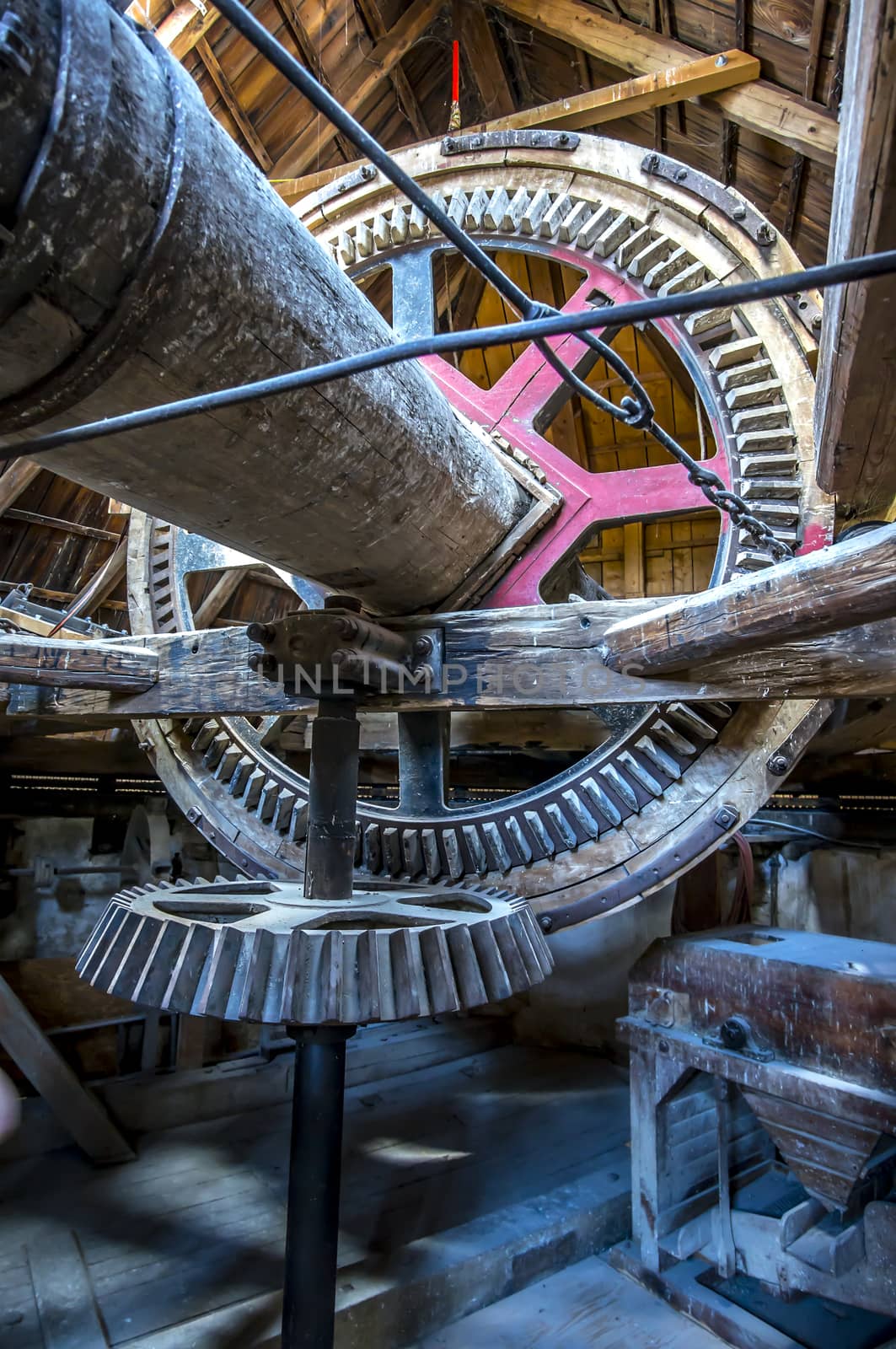 traditional vintage holland windmill machine mechanism