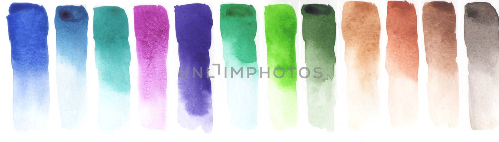 Watercolor Color Chart on white background