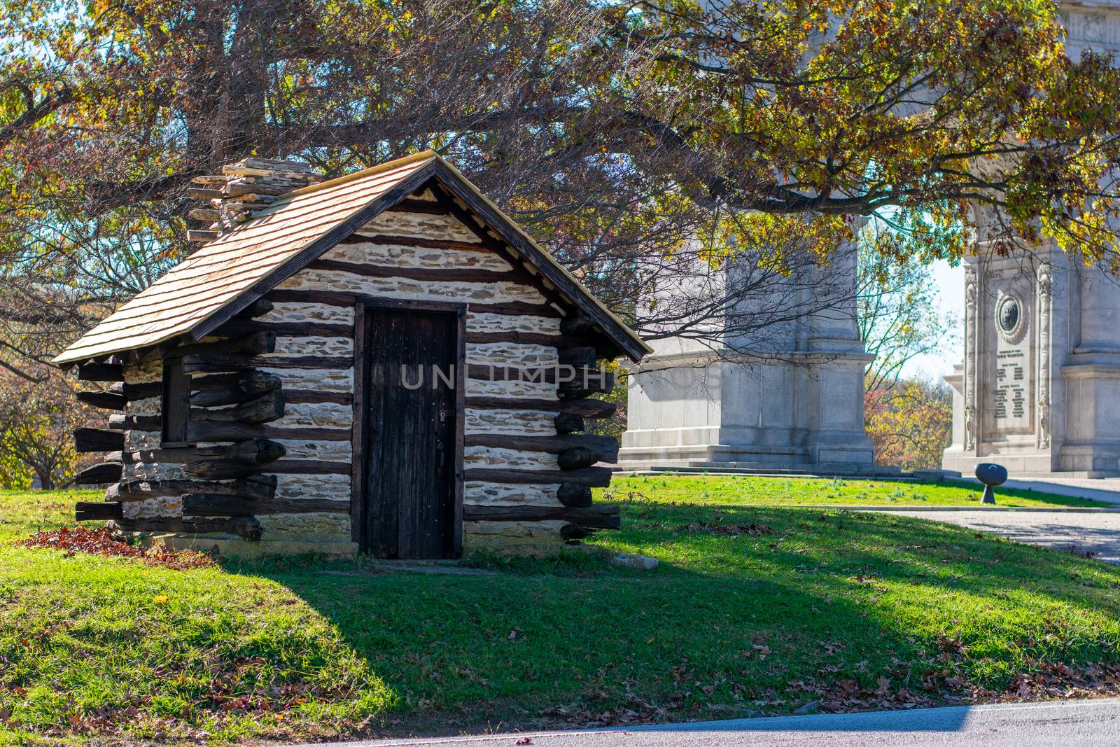 A Reproduction Log Hut at Valley Forge National Historical Park  by bju12290