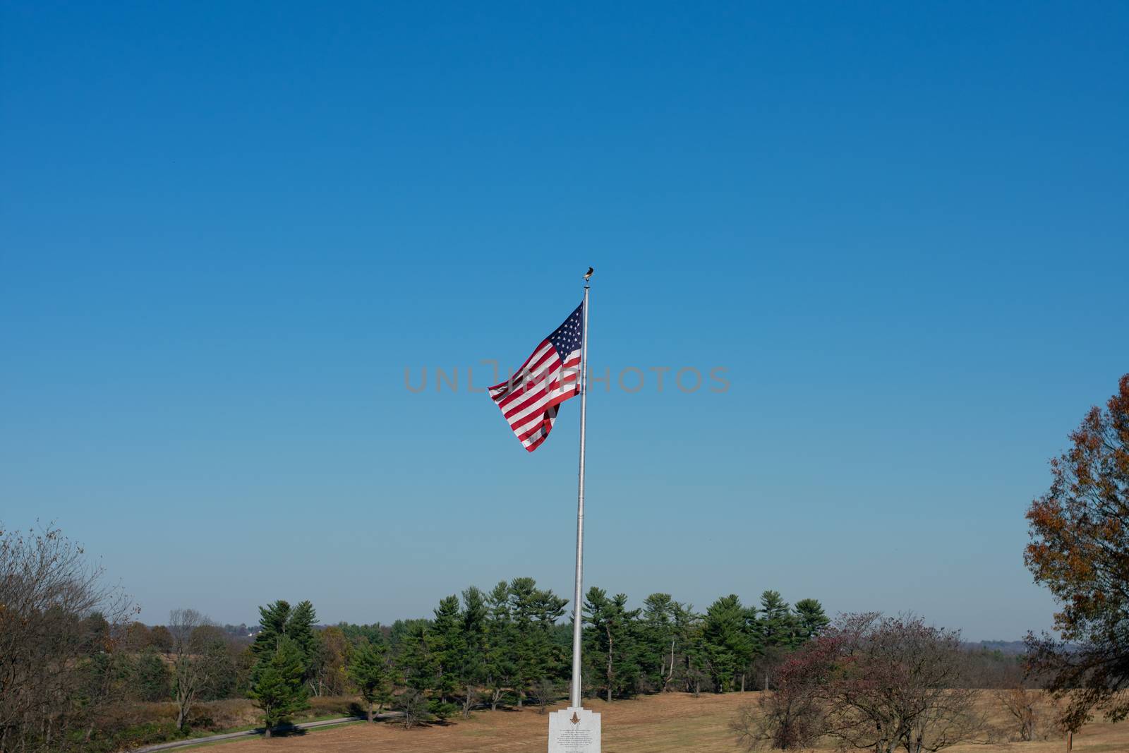 The American Flag Flying at Valley Forge National Historical Par by bju12290