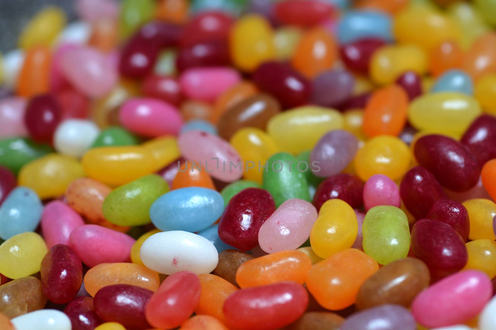 Detail of mixed colorful jelly beans 