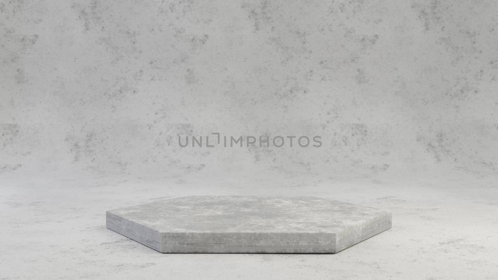Concrete pedestal isolated on grey cement background. by Whitebarbie