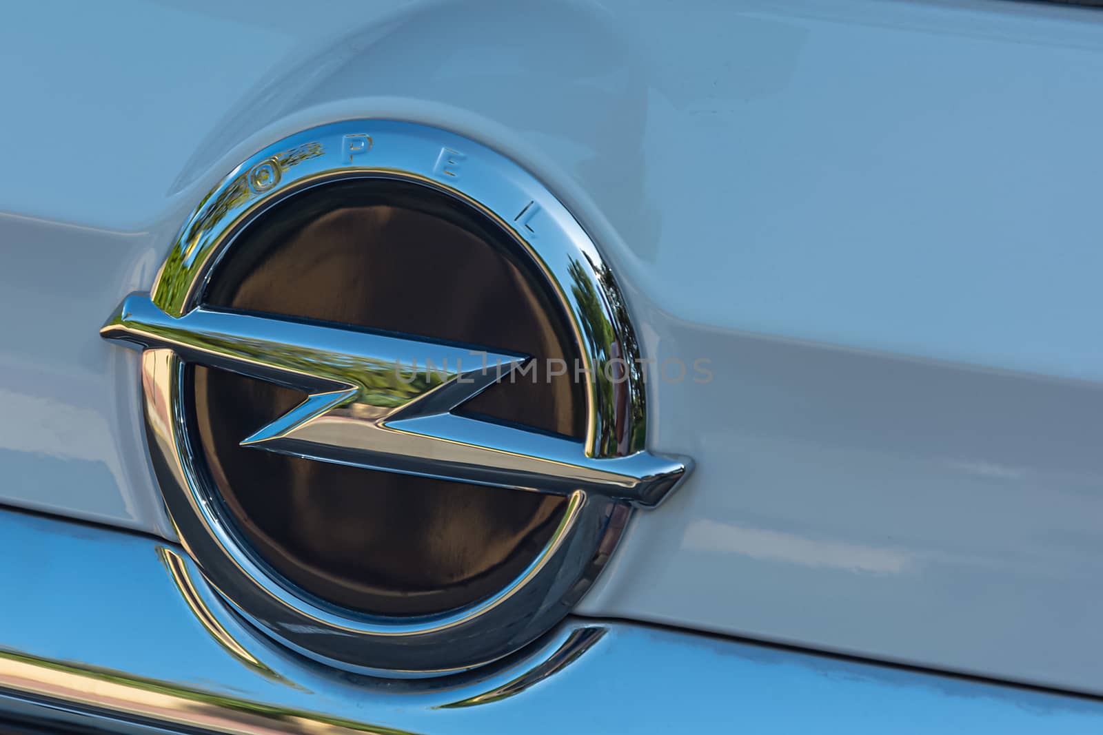 Germany, Berlin - 02/10/2019: Opel logo on the radiator grille of the car