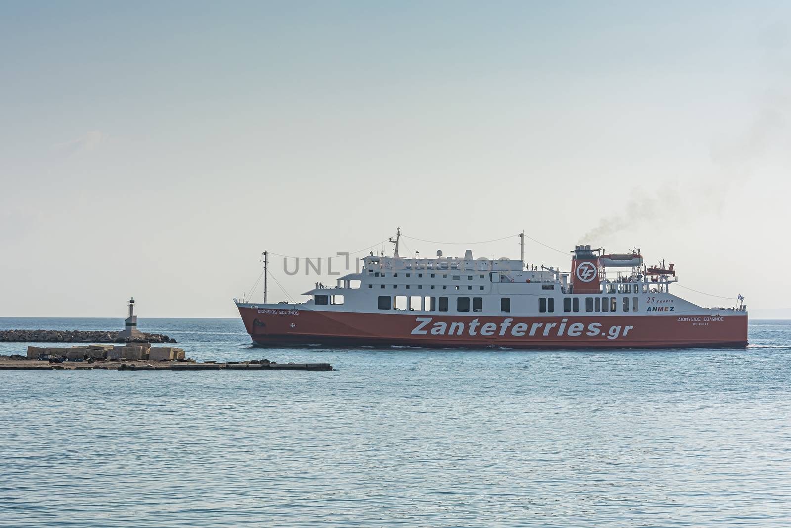 Greece, Zakynthos - 06/09/2016: Cargo-passenger sea ferry. Stock photography