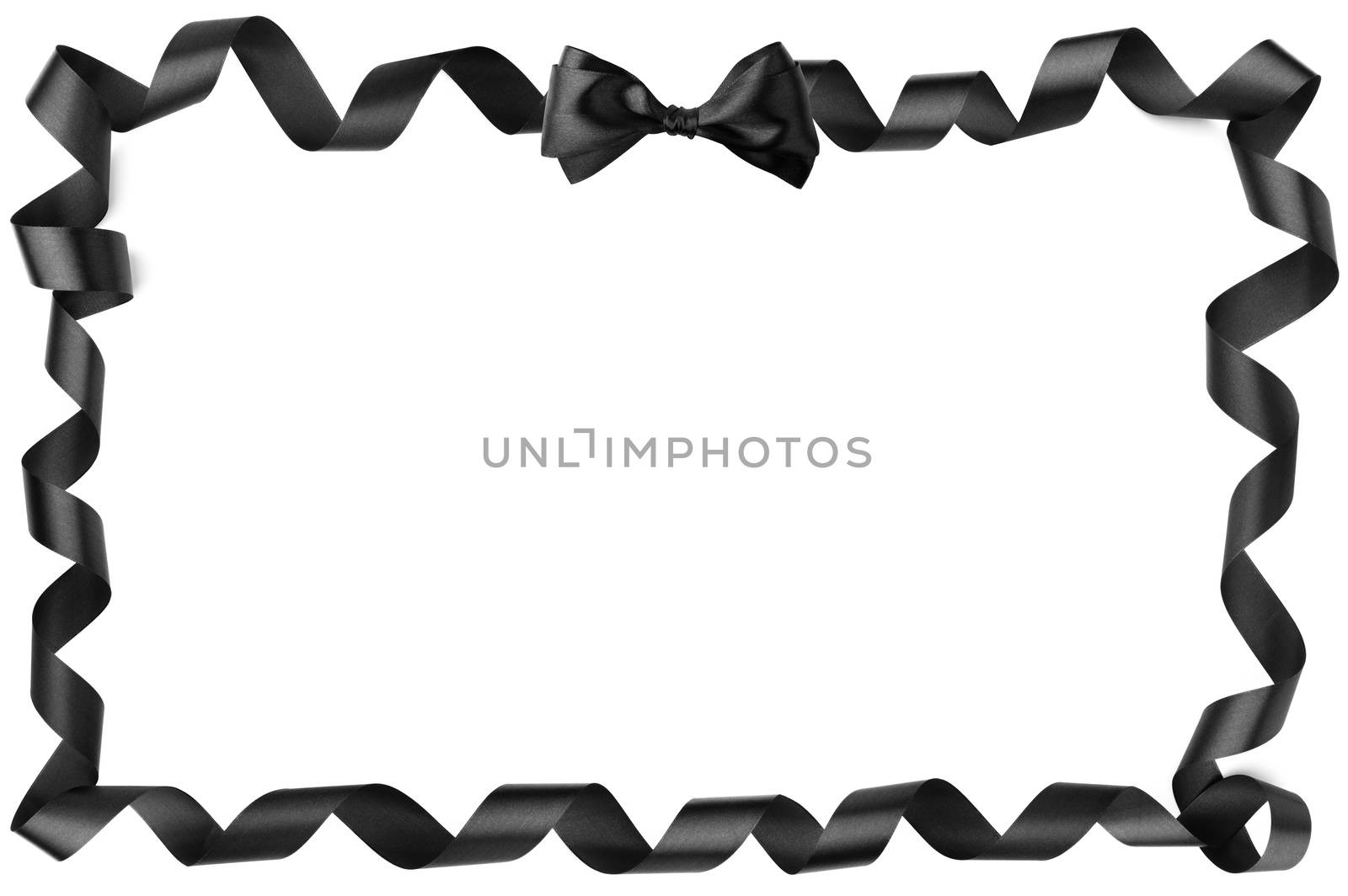 Black ribbon frame isolated on white by destillat