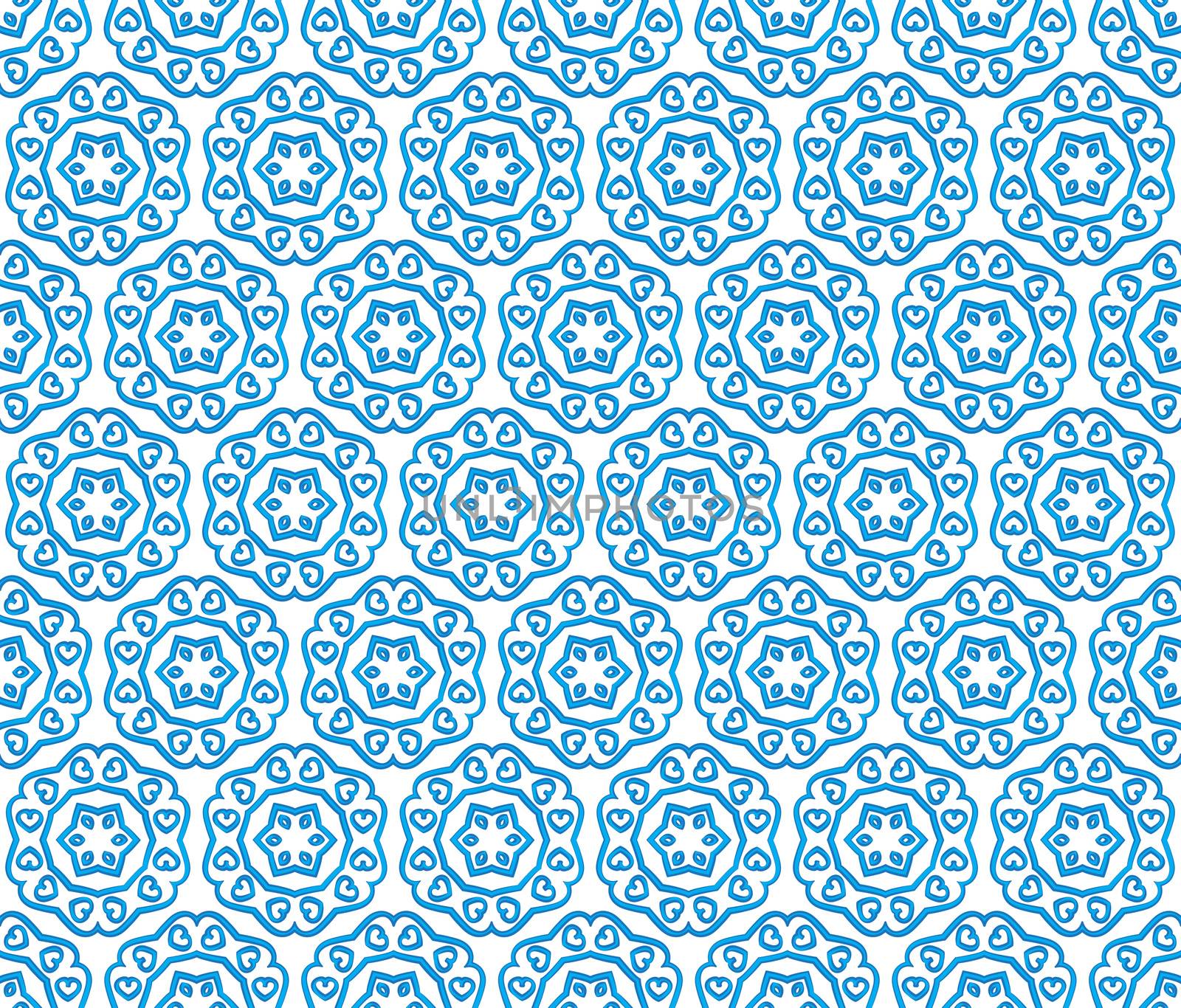 background or textile of blue hexagonal heart patterns