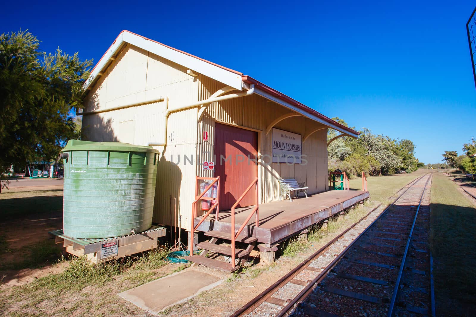 Mount Surprise railway station which hosts the Savannahlander train in rural Queensland, Australia