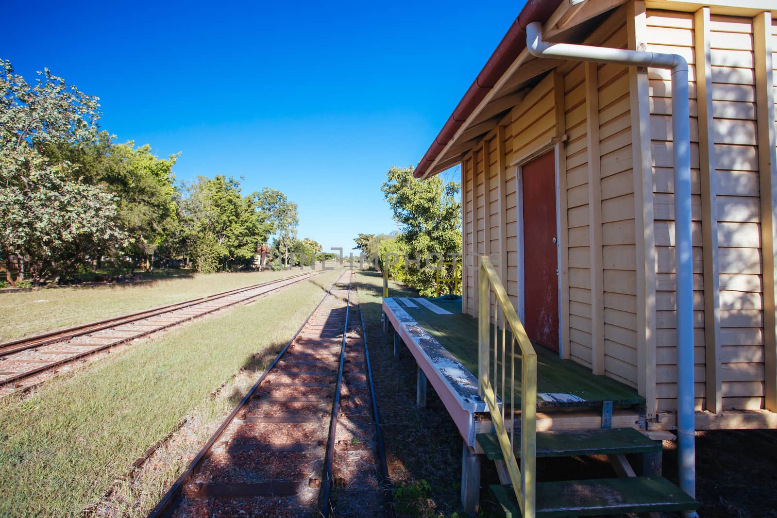 Mount Surprise railway station which hosts the Savannahlander train in rural Queensland, Australia