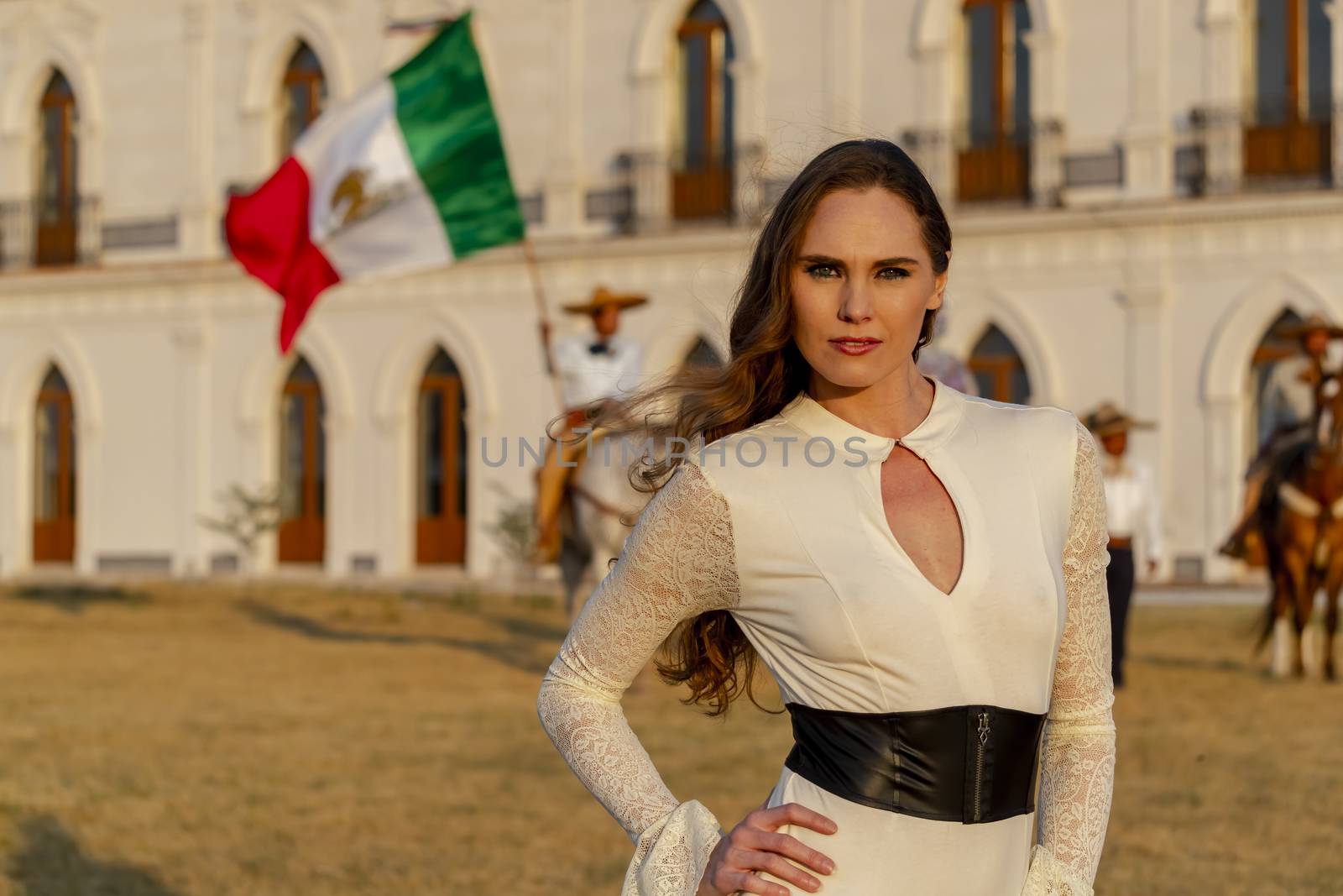 A Lovely Hispanic Brunette Model Poses Outdoors On A Mexican Ranch by actionsports