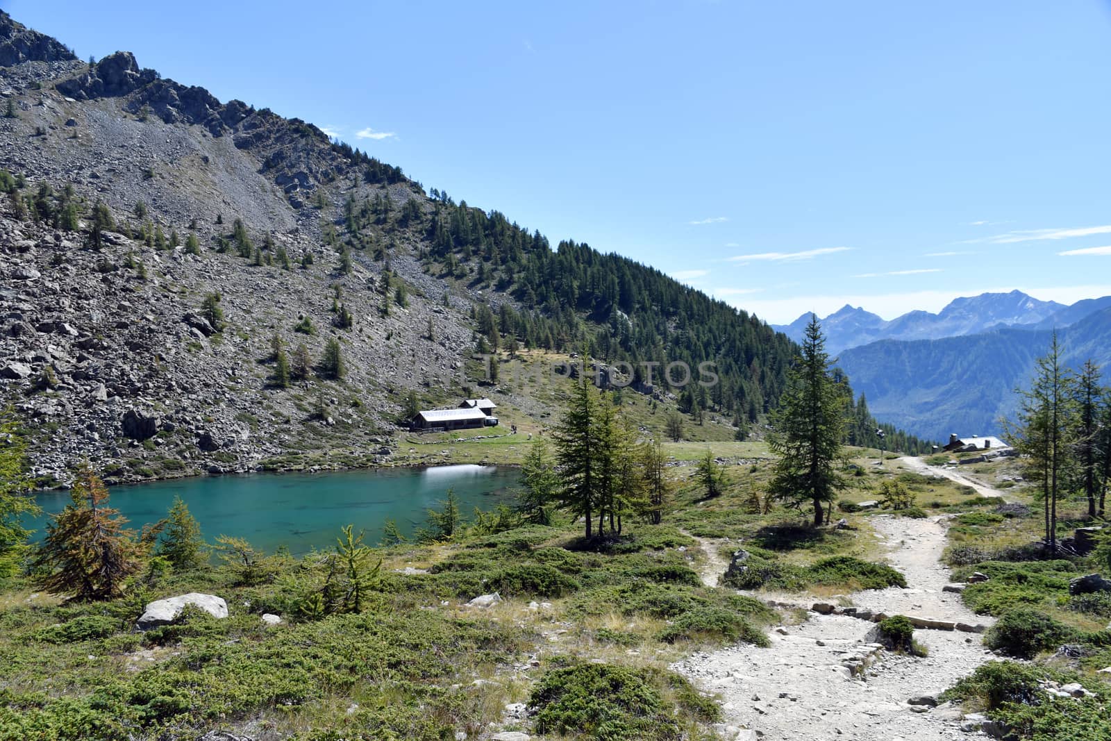 Lake Muffè, a small and colorful alpine lake, above Champorcher