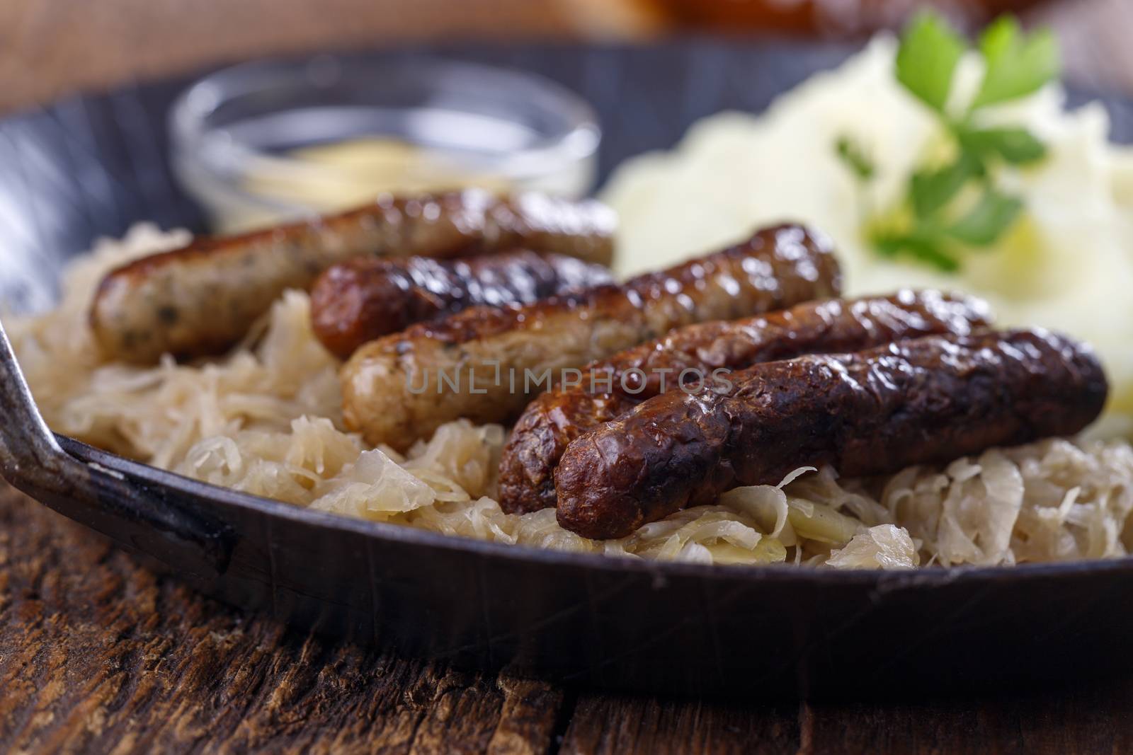 nuremberg sausages in a pan