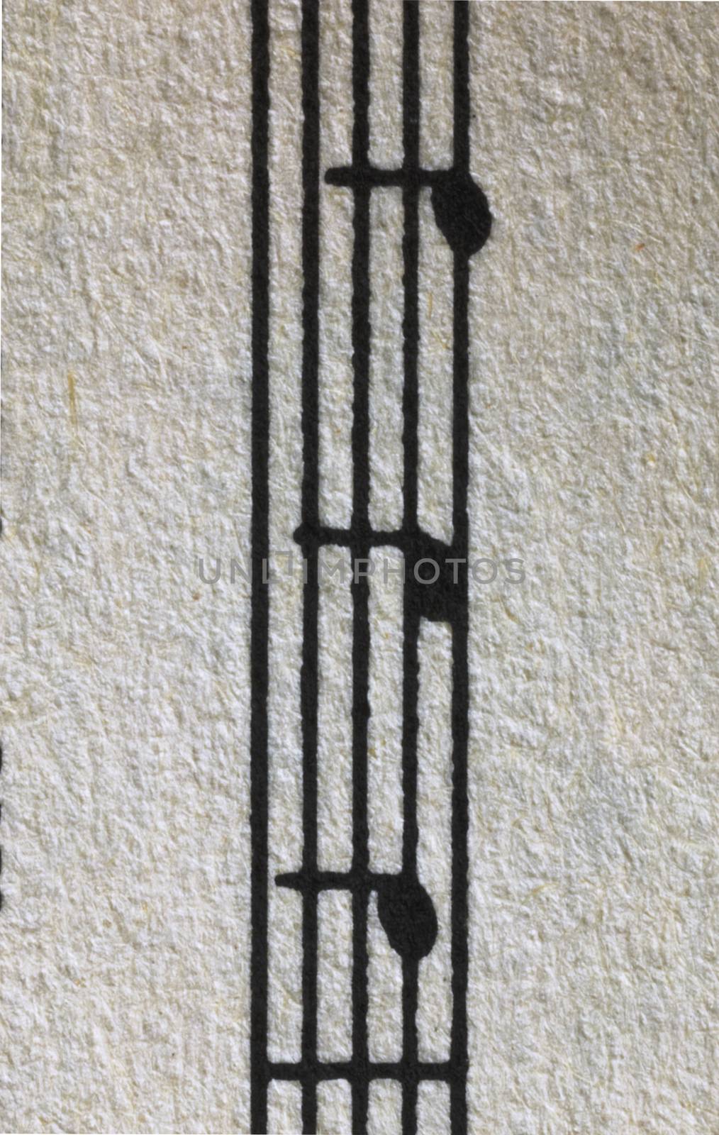 Musical note lines with notes in an unusual photo composition , top view , macro ,  graphic effect 