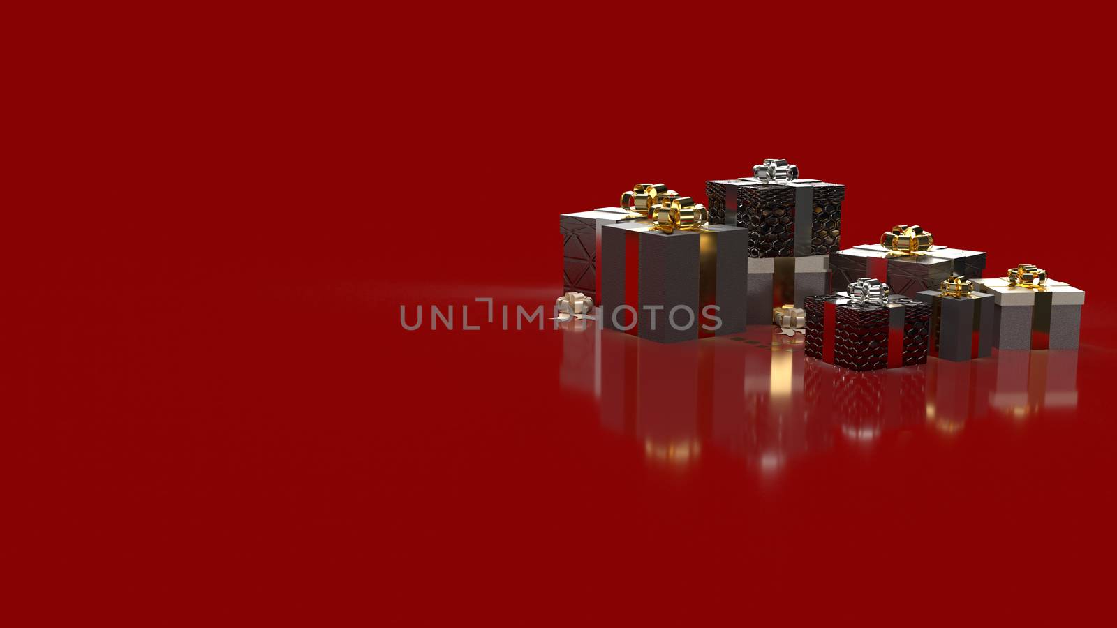 The  gift boxes on red background for shopping content 3d render by Niphon_13