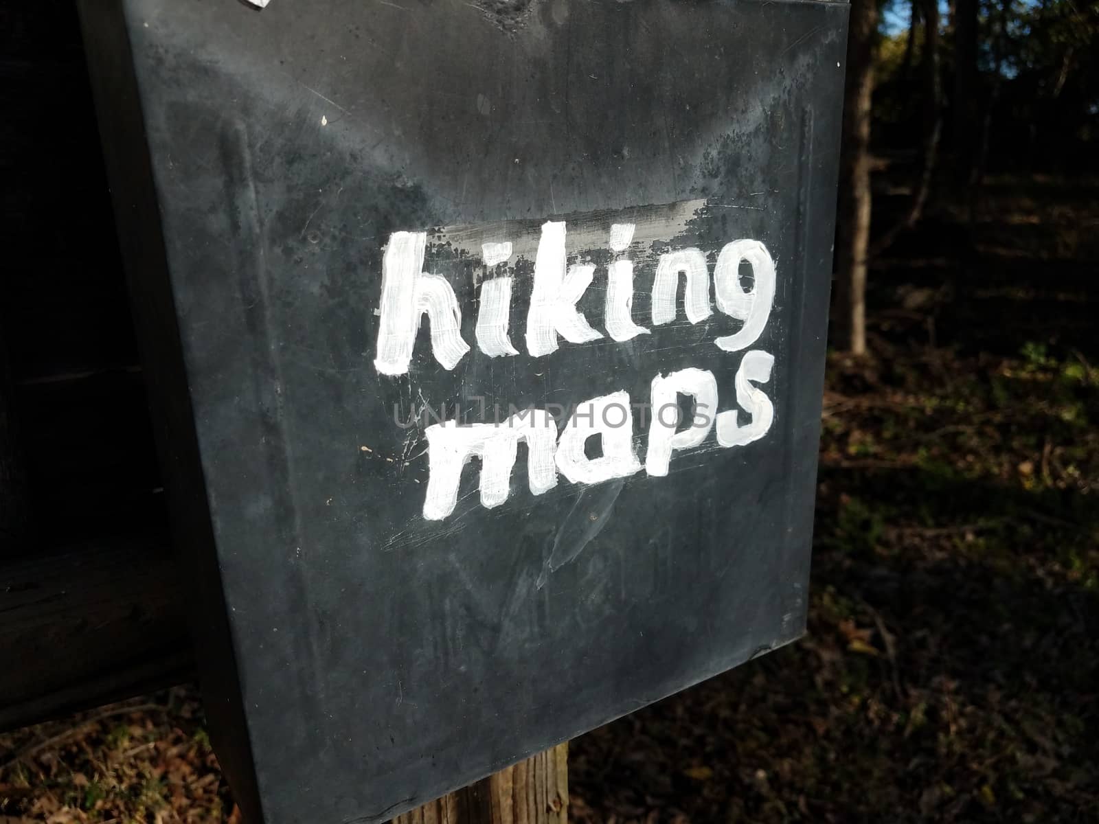 hiking maps sign on old metal mail box by stockphotofan1