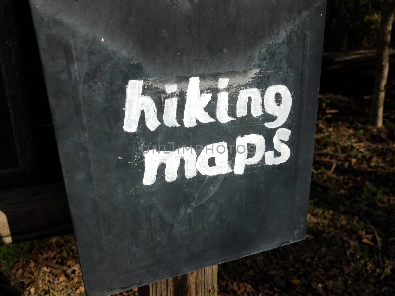 hiking maps sign on old metal mail box by stockphotofan1