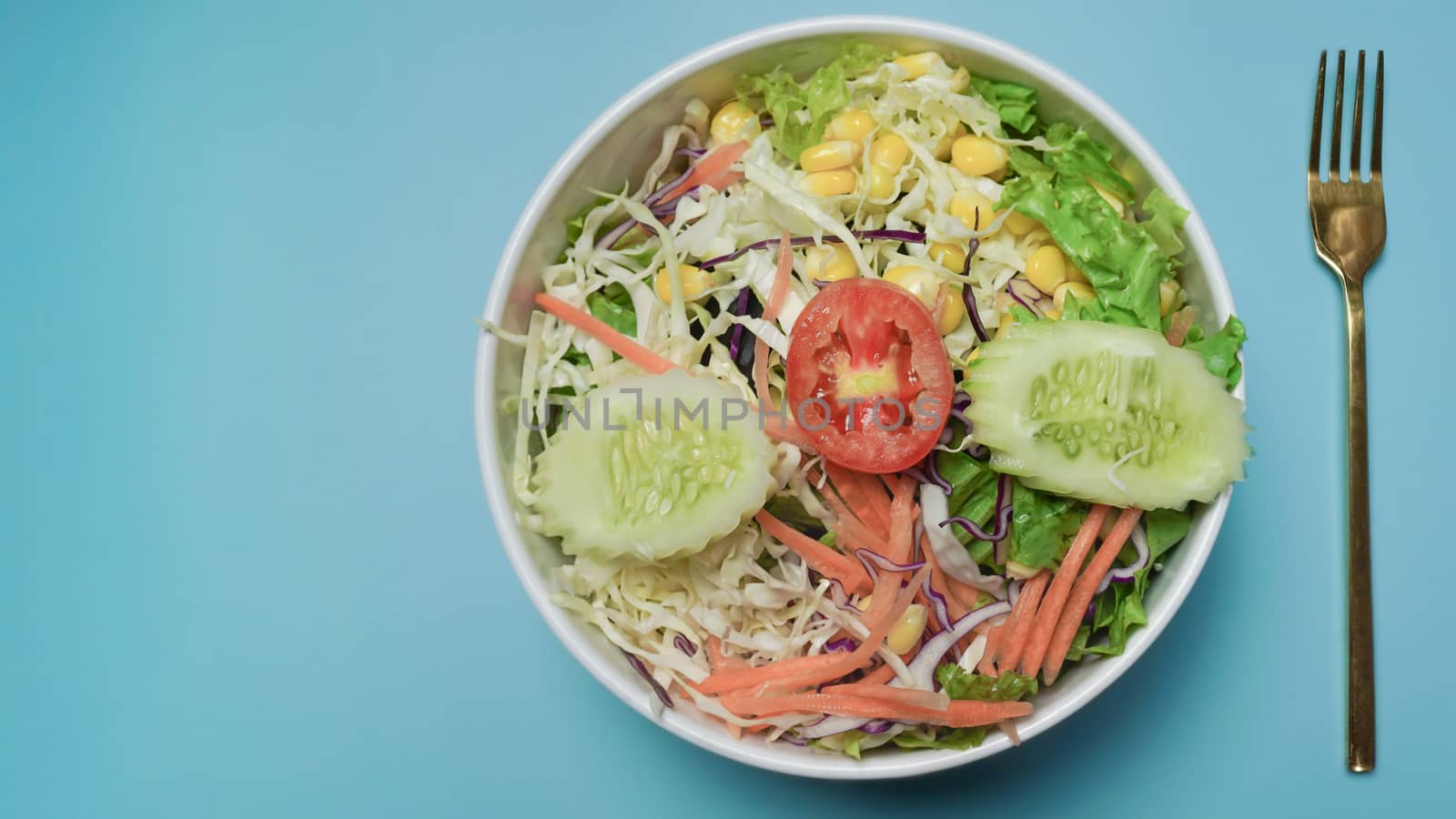 Fresh colorful vegetables salad bowl. by Urvashi-A