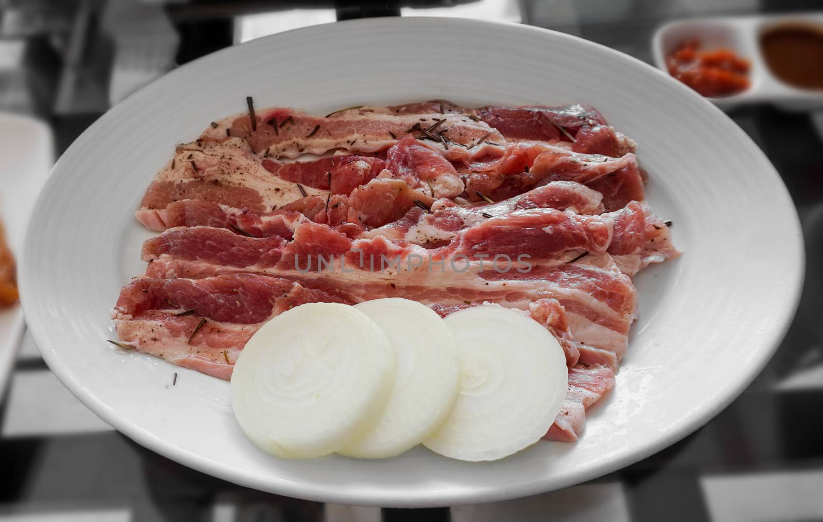 Raw pork belly for Korean BBQ. by Urvashi-A