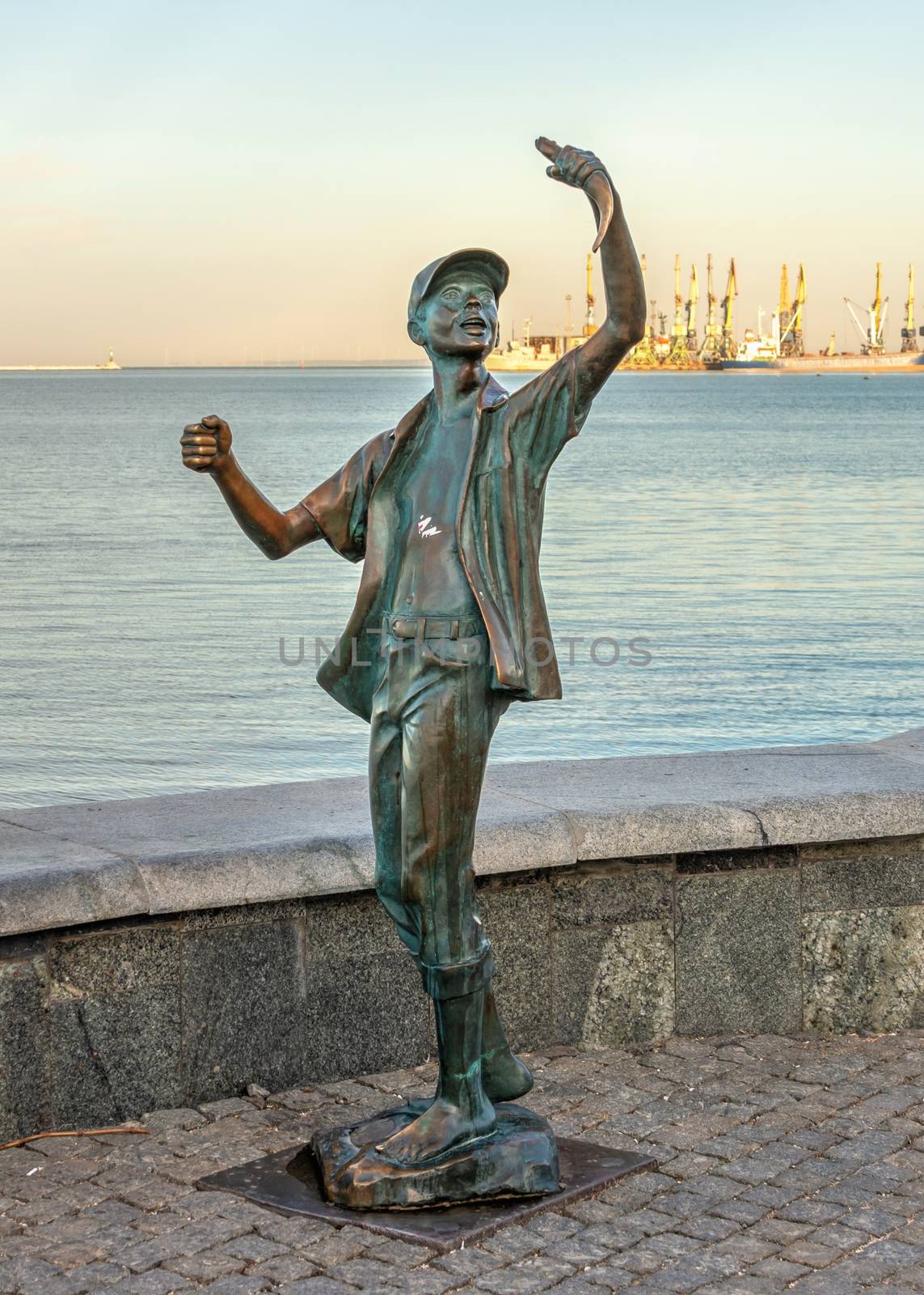 Monument to the fisherman on the embankment of Berdyansk, Ukrain by Multipedia