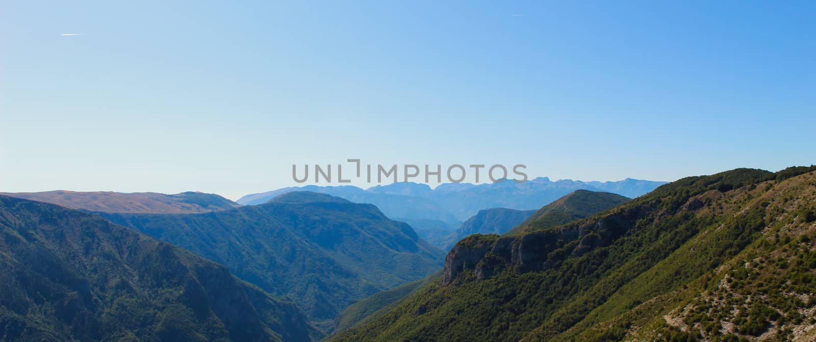 Banner, a magnificent view of the mountain peaks disappearing into the background. Mountains of Bosnia and Herzegovina. by mahirrov