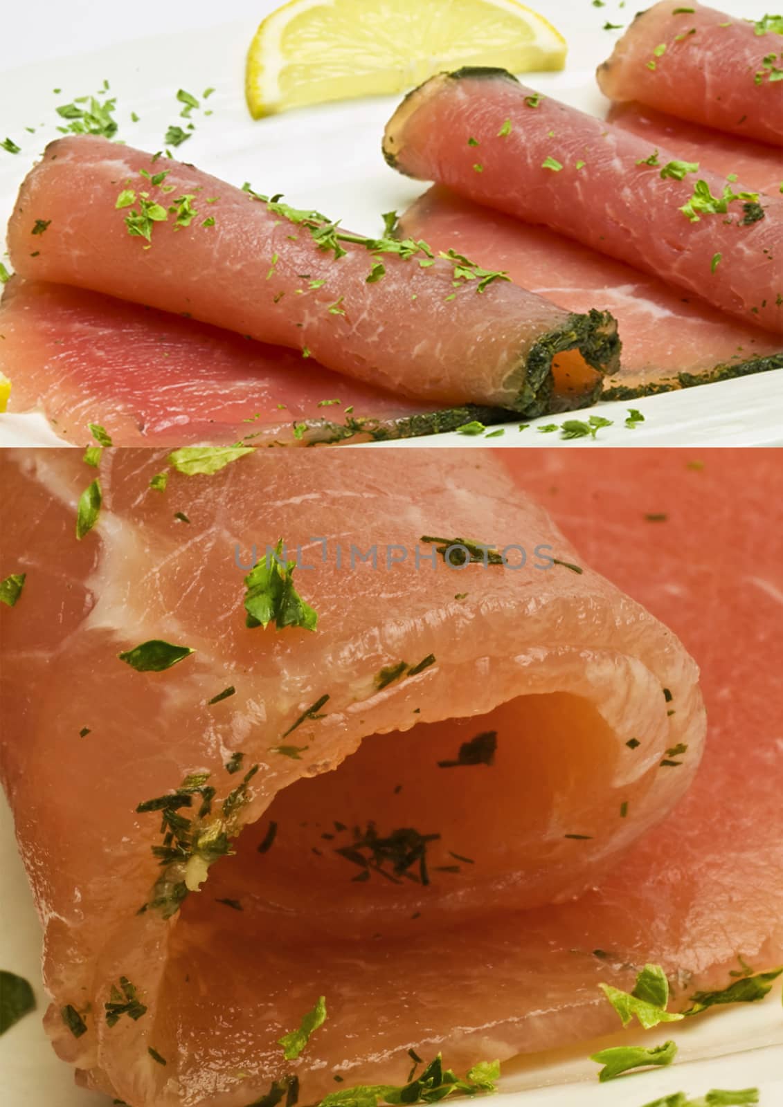 ham of pork closeup and dish