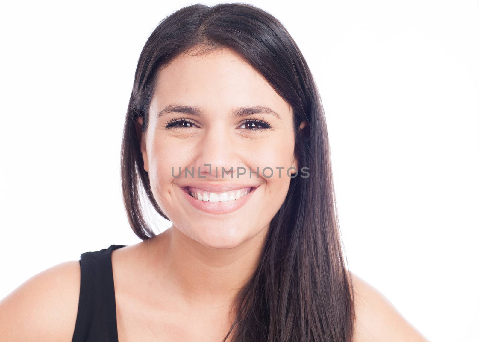 Beautiful smiling woman with clean skin, natural make-up, and wh by jp_chretien