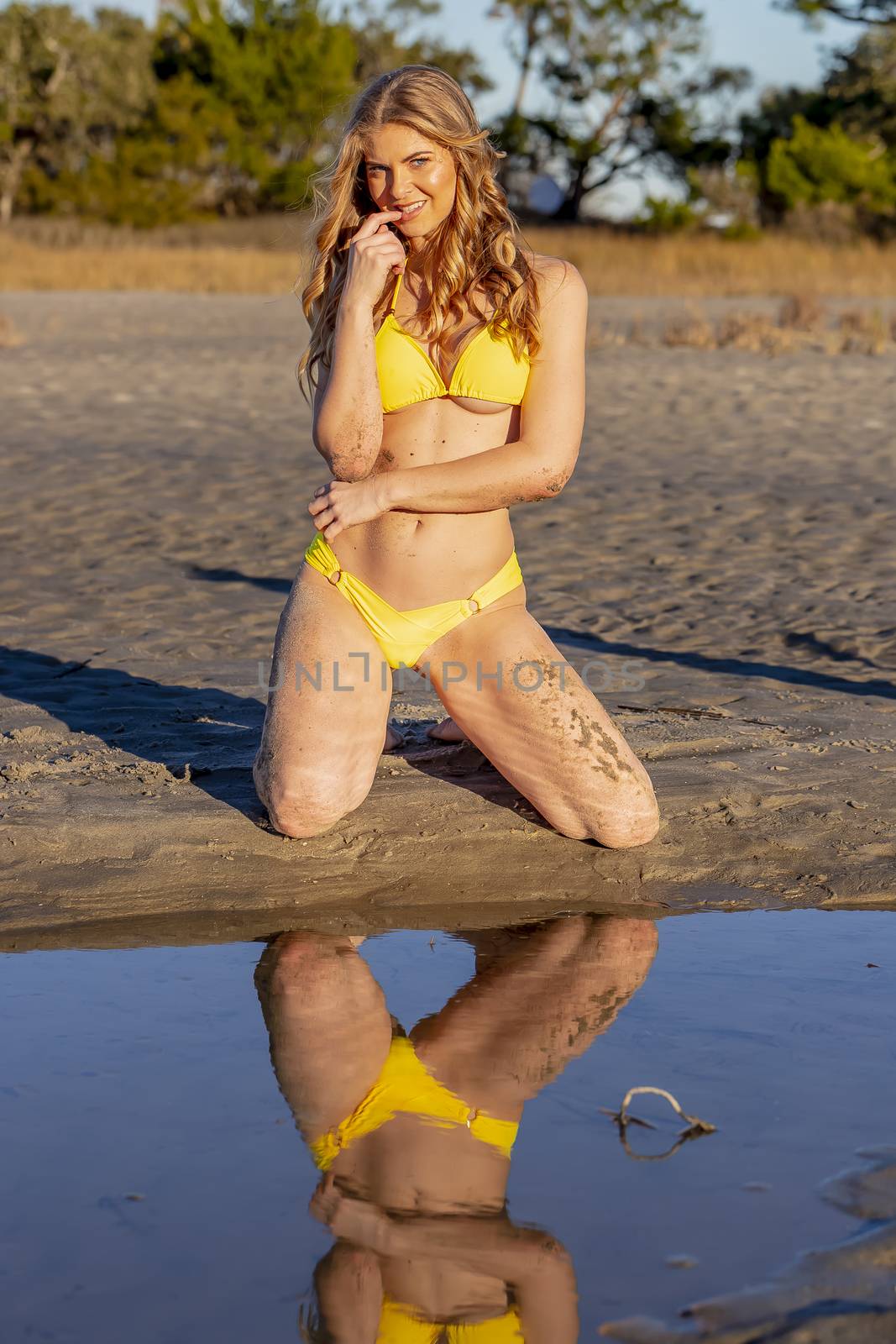 Beautiful Bikini Model Posing In A Beach Environment by actionsports