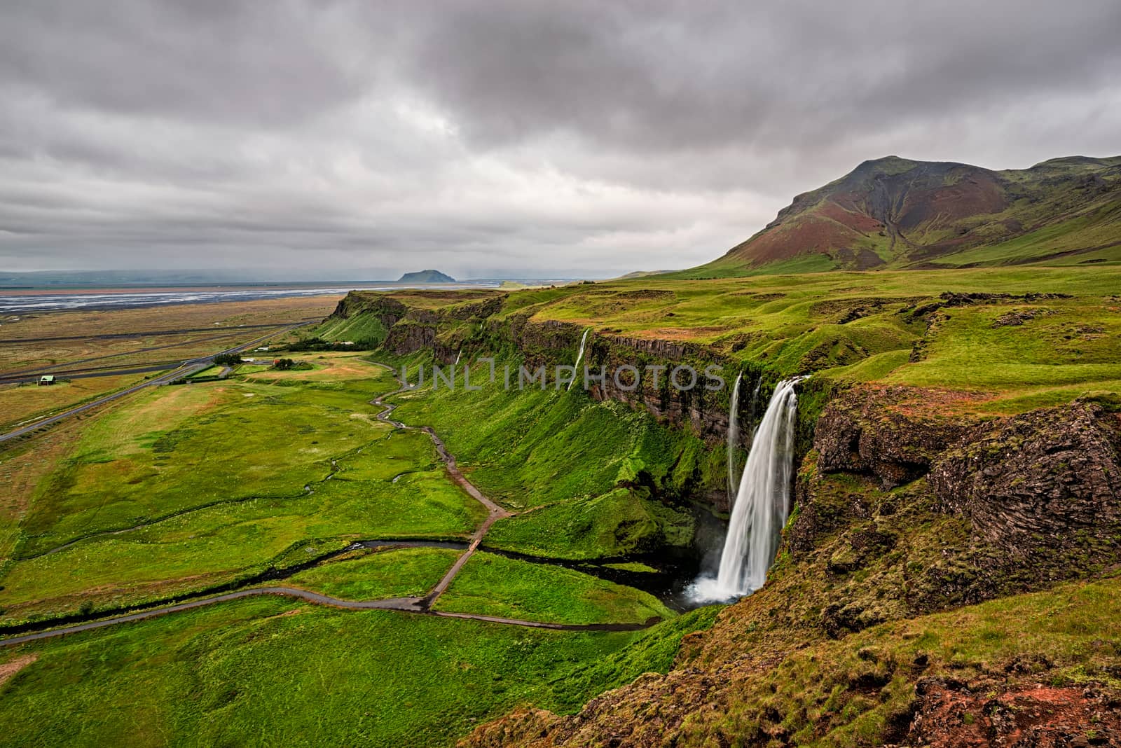 Seljalandsfoss waterfall in a cloudy day, Iceland by LuigiMorbidelli