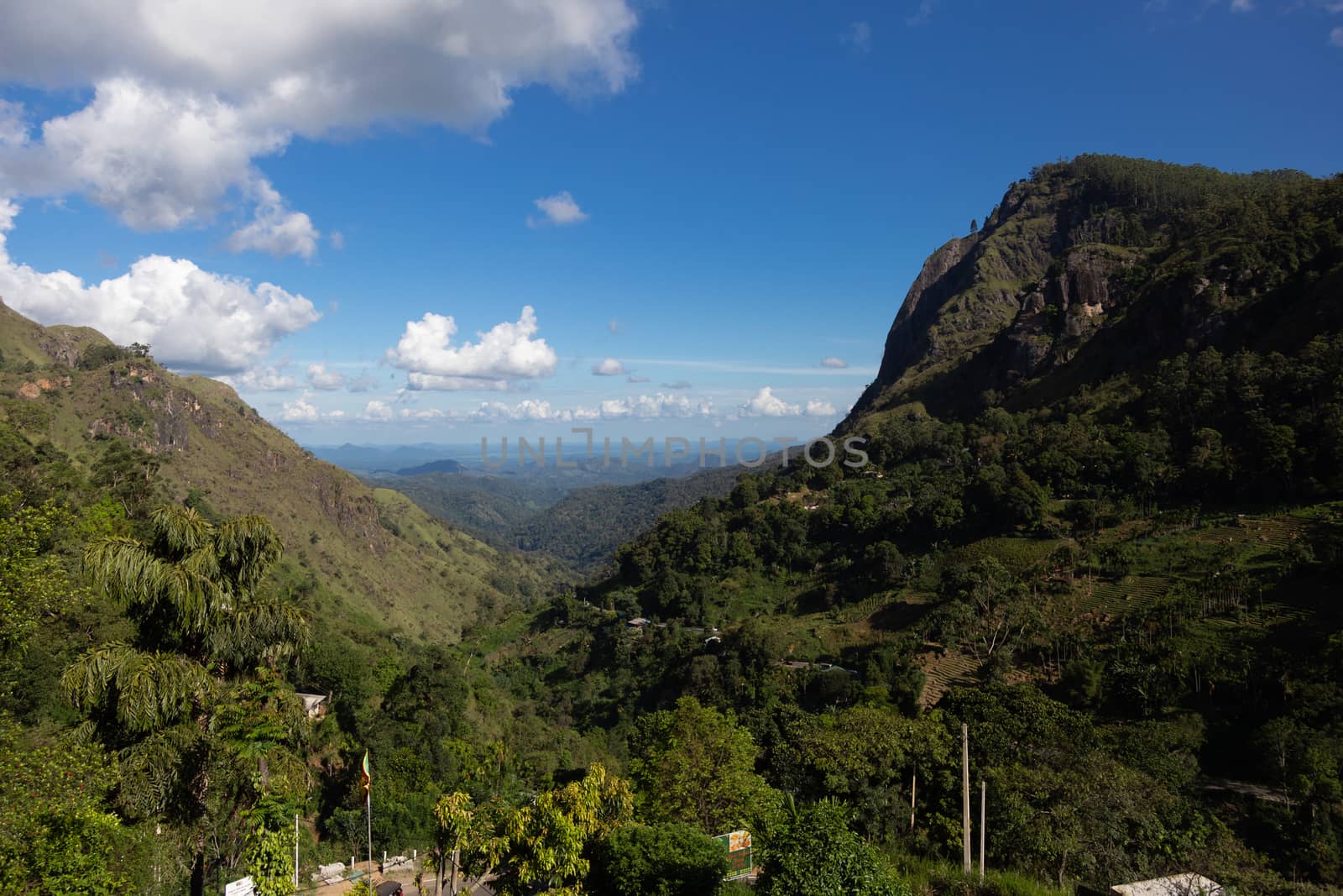 Ella Sri Lanka mountain gap landscape against blue skies with clouds Adams Peak by kgboxford