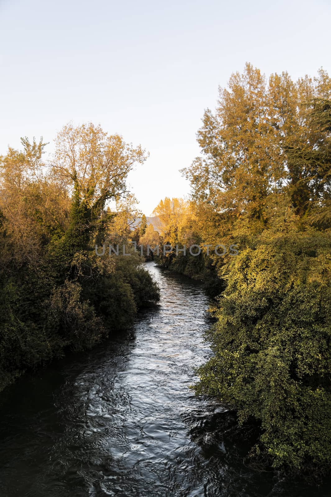 black river of terni that passes through the city coming from the marble waterfall