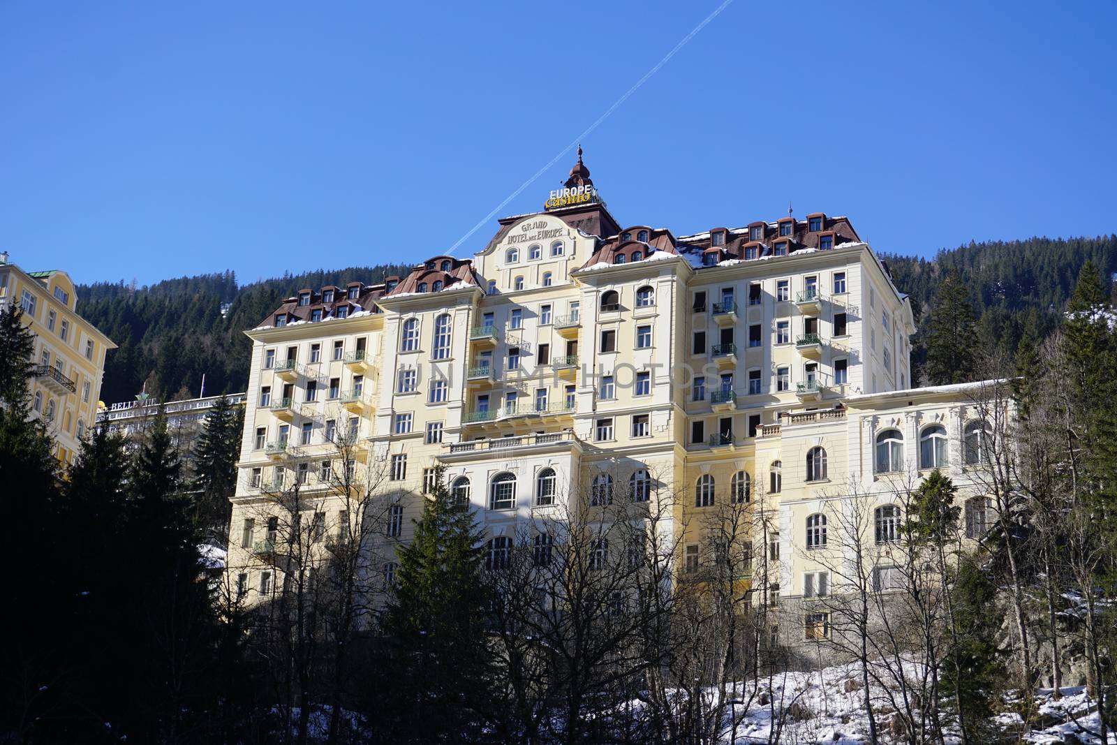 Bad Gasteian, Austria - February 2018: Gastein art nouveau hotel