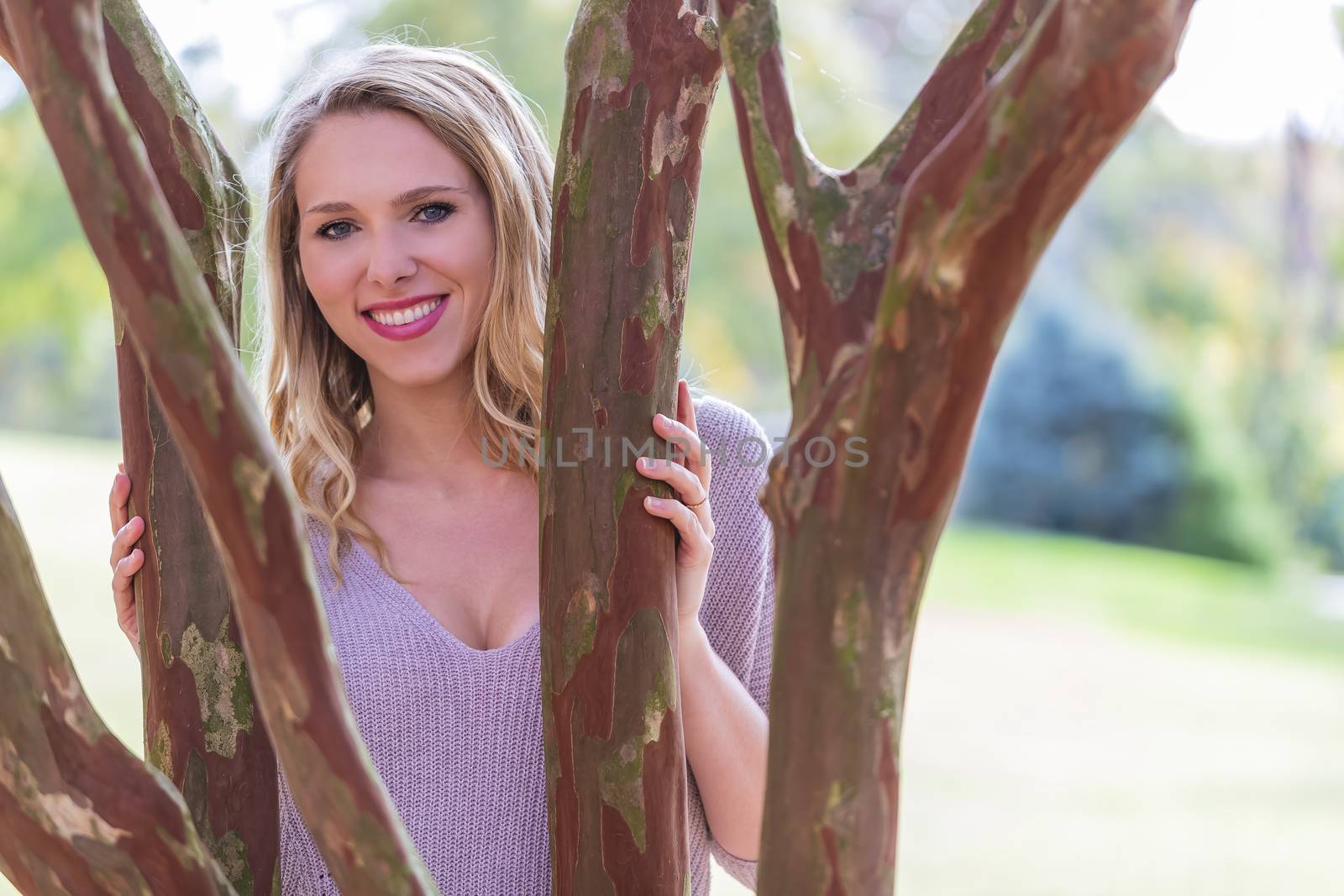 Lovely Blonde Model Posing Outdoors by actionsports