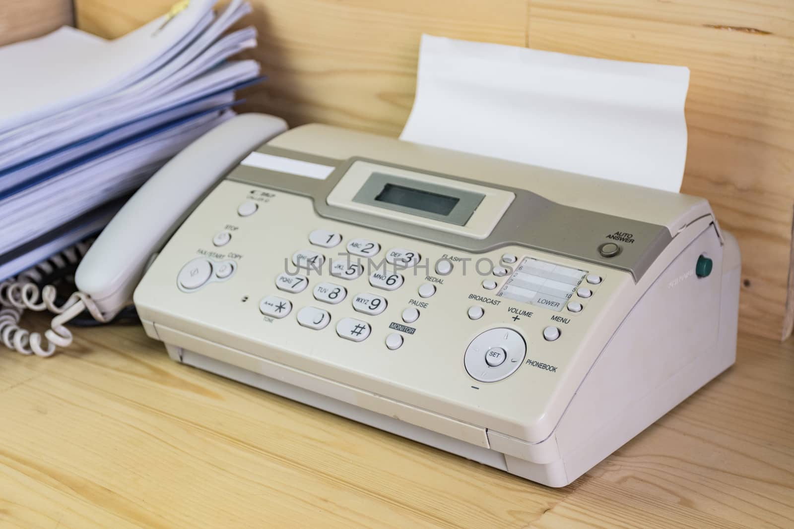 The fax machine for Sending documents in the office concept equipment needed in office 