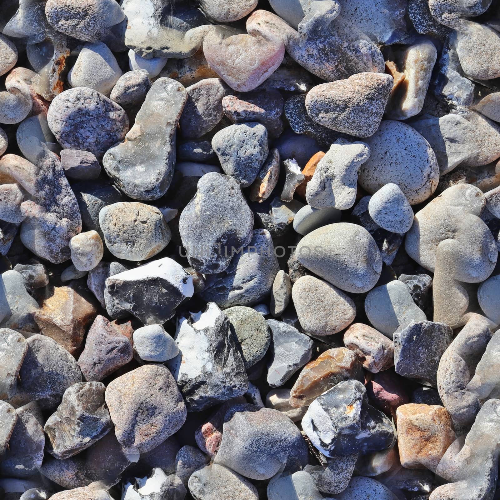 Photo realistic seamless texture pattern of pebbles and stones at a baltic sea beach