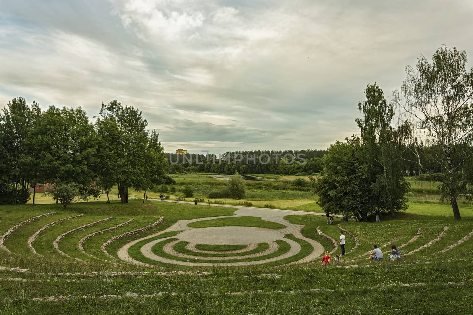 Belarus, Minsk - 08.07.2017: Artificial amphitheater in the city park