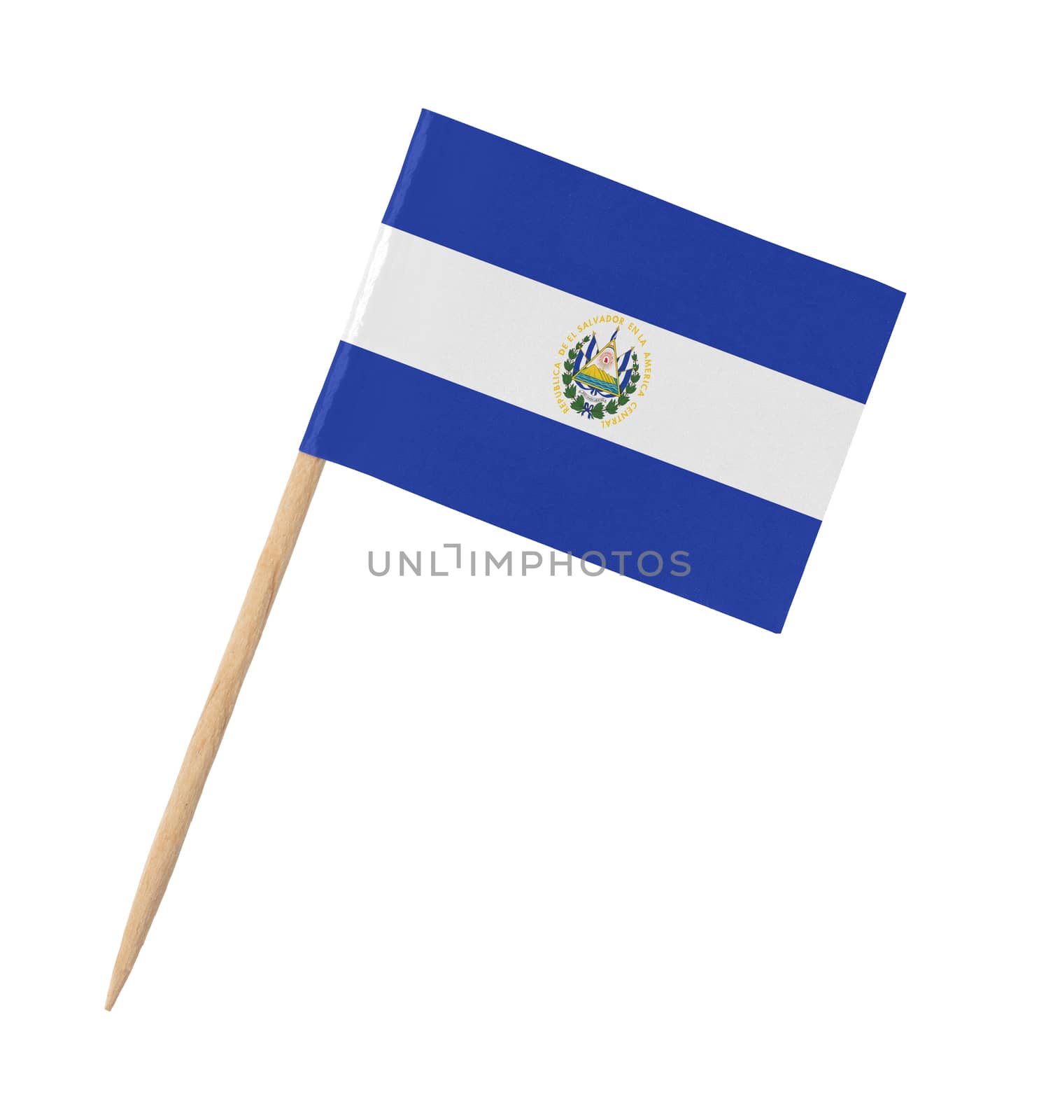 Small paper flag of El Salvador on wooden stick by michaklootwijk