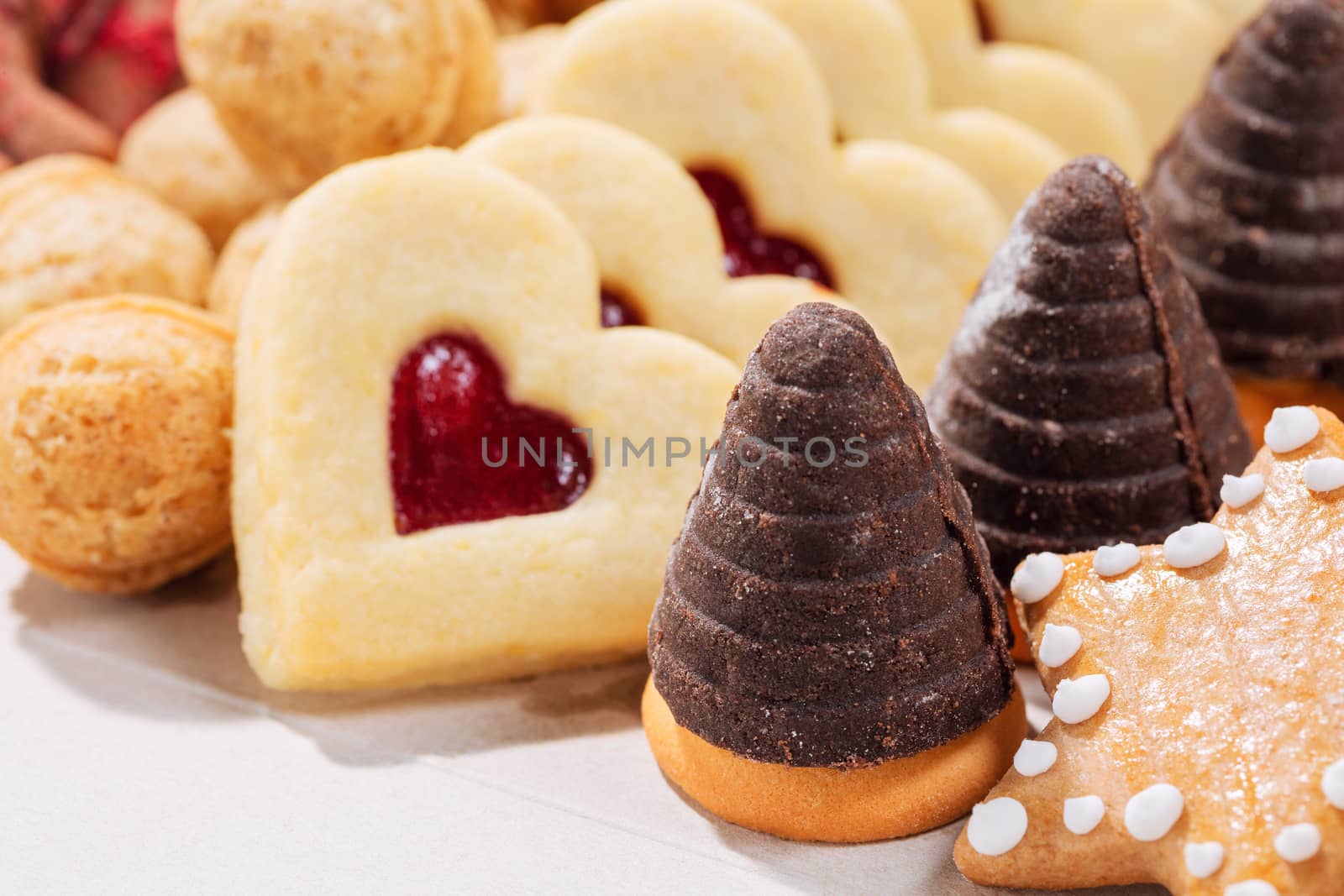 background of czech traditional homemade christmas cookies, shallow DOF, focus on foreground