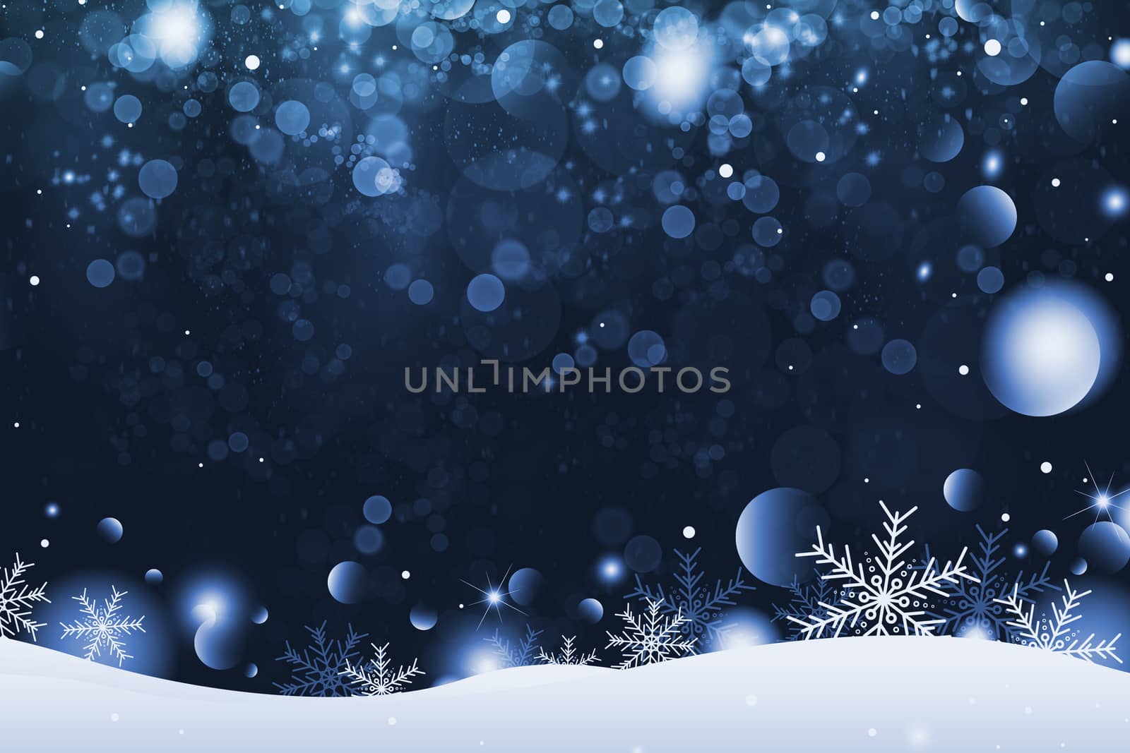 Christmas background concept design of white snowflake and bokeh in the winter illustration