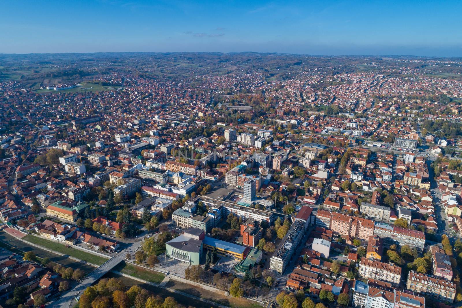 Panorama of city of Valjevo, Serbia. Aerial drone view  by adamr